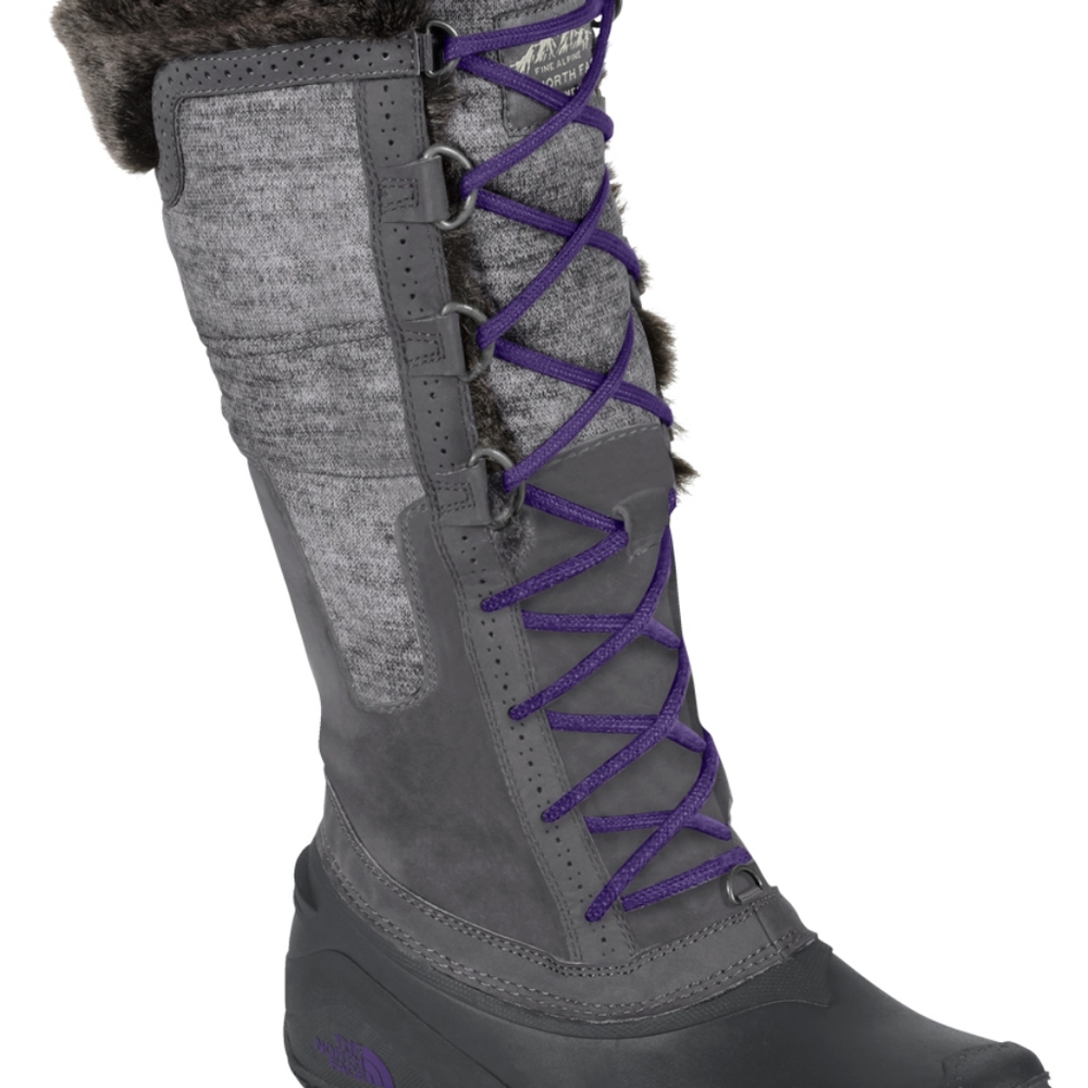 North Face Shellista warm, waterproof winter boot.  Size 9.5 grey with purple.